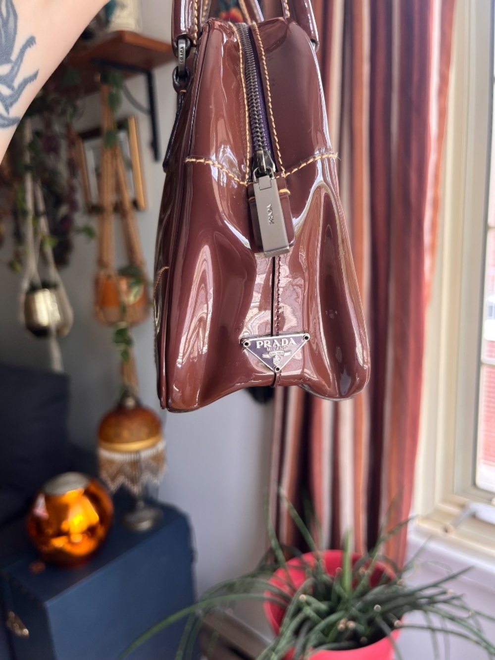 Prada Brown Patent Mini Bag - Picture 4 of 5